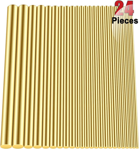DYWISHKEY Assorted Brass Round Rods Bar, Diameter 2-8mm for DIY Craft Tool (24 Pieces)