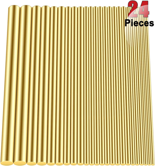 DYWISHKEY Assorted Brass Round Rods Bar, Diameter 2-8mm for DIY Craft Tool (24 Pieces)
