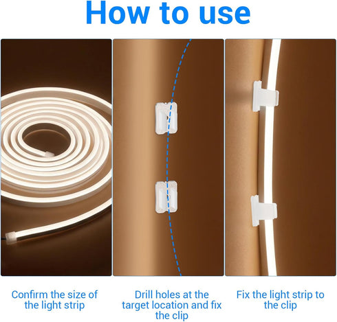 Quilax 30 Set 5-6mm Waterproof LED Strip Mounting Clips Holder, Translucent Rope Light Clips with Screws, Mounting