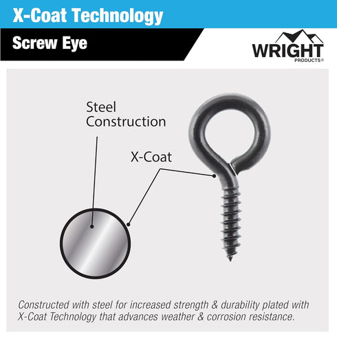 Wright Products Screw Eye, 10-Pack, 2.63 inch x .31 inch - Heavy-Duty, Weather Resistant for Indoor or Outdoor Use, for Hanging Plants, DIY Projects, Home Improvement -Matte Black
