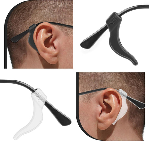 Rindion 24 Pairs Silicone Ear Hooks for Glasses - Grip with Storage Box