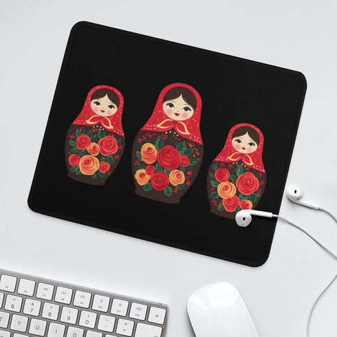 Generic Russian Nesting Dolls Funny Gaming Mousepad with Stitched Edges Rubber Base Computer Desk Mat for Laptop Office