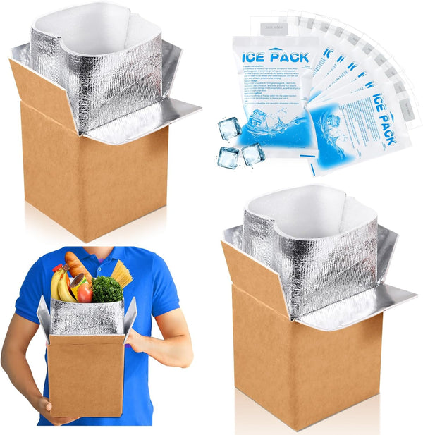 Honoson 2 Pcs Thermal Insulated Shipping Boxes for Frozen Food with Ice Pack