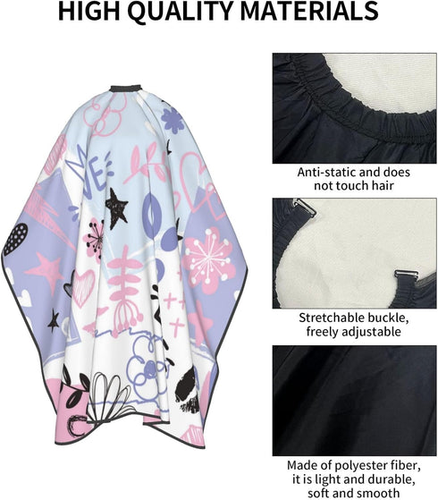 ZZhua Heart Flower Lip Girl Hair Cutting Cape Professional Barber Cape Salon Hairdresser Apron With Adjustable Snap