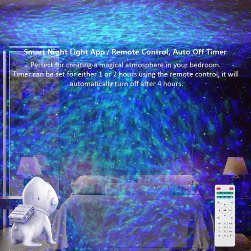 21 Space Dog Astronaut Star Projector - Color Modes, Bluetooth Speaker, White Noise, Ocean Wave Bedroom Night Light