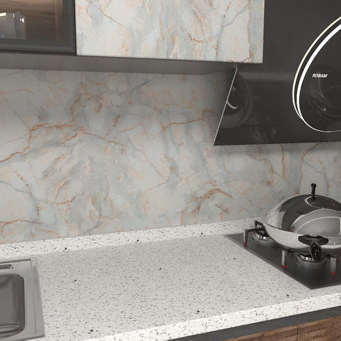 Blue Gold Marble Contact Paper for Countertops, Waterproof Removable Wallpaper Peel and Stick Granite Contact Paper