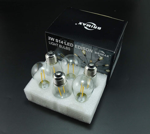 BRIMAX 6 Pack 2W LED Light Bulbs, Plastic LED Filament, 2700K Warm White, E26 Medium Base, Equivalent to 11w/20w/25w,