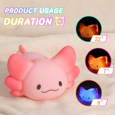 1/3 Dimmable LOVERUIS Cute Night Light for Kids Axolotl Night-Light Baby Girl Squishy NightLight Hour Timer Light