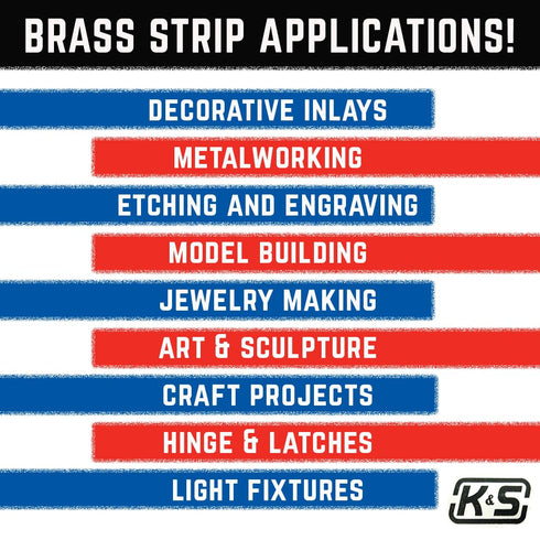 K & S Precision Metals 8246 Brass Strip - .5" Wide x 12" Long
