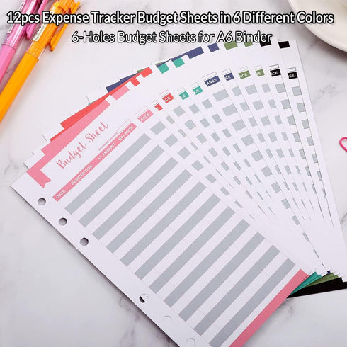 SKYDUE Budget Binder, Money Saving Binder with Zipper Envelopes and Expense Budget Sheets for Budgeting