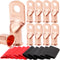 TKDMR 10pcs 1/0 AWG-5/16 Heavy Duty Battery Lugs, Ring Terminals with 10pcs 3:1 Heat Shrink Tubing