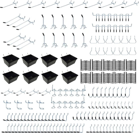 258pcs Pegboard Hooks, Organizer Kit for Various Tools, 1/8 and 1/4 inch Metal Pegboard Hooks Assortment