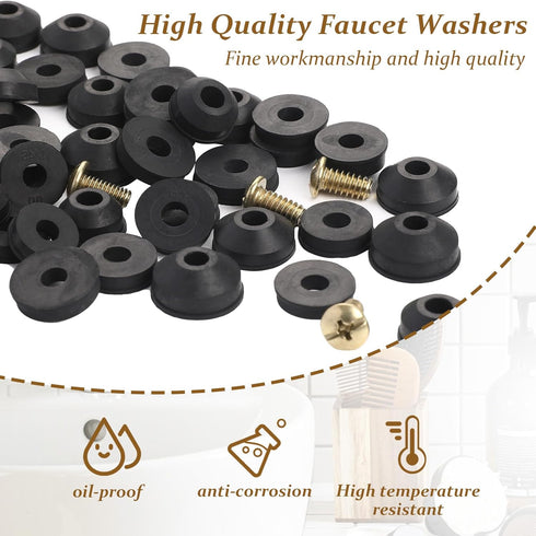 Styquenzer 58 Hose Bib Repair Kit, PCS Faucet Washers Assorted Kit Flat and Beveled Replacement Rubber Washers, Faucet