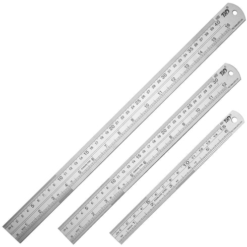 ZZTX Metal Straight Edge Ruler Set - Stainless Steel 6 Inch, 12 Inch, 16 Inch, Bulk Set of 3