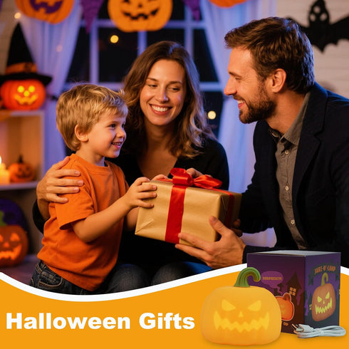 Dimmable VEEKI Pumpkin Night Light for Kids, Cute Halloween Pumpkin Lights Rechargeable with Timer, Silicone Lamp