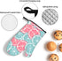 KUZEOLON Pink Blue Citrus Slices Two Heat-Resistant Gloves + one Pot lid mat, Suitable for Kitchen Grilling.
