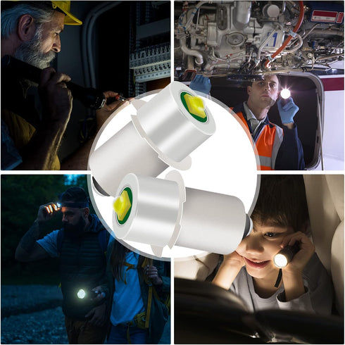2 Pack LED Flashlight Replacement Bulb, 18V 12V 19.2V 6-24 Volt, 3W 247LM, PR2 P13.5S LED Conversion Kit
