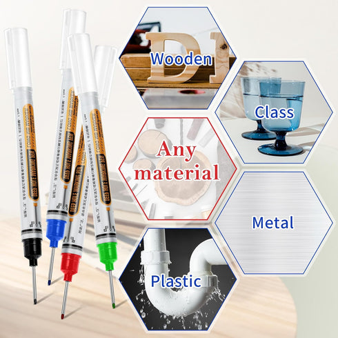 12 Prasacco Pcs Long Head Deep Hole Multi-Purpose Long Nib Marker Waterproof Deep Reach Construction Markers Quick Dry