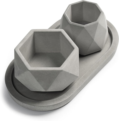 PRO&Family Concrete Desk Organizer Pencil Holder Pen Holder Office Decor Flower Pot Waiting Room Table Decor Coffee