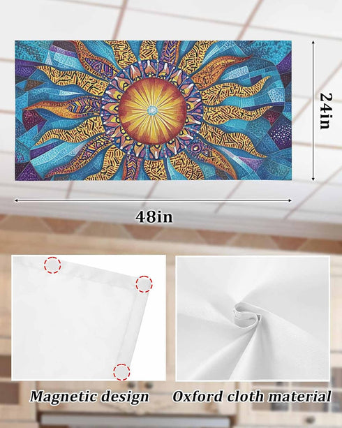 Futuregrace Ceiling,4 Pack 4x2 Magnetic Light Cover for Classroom Drop Ft Abstract Sun Flame Colorful Texture