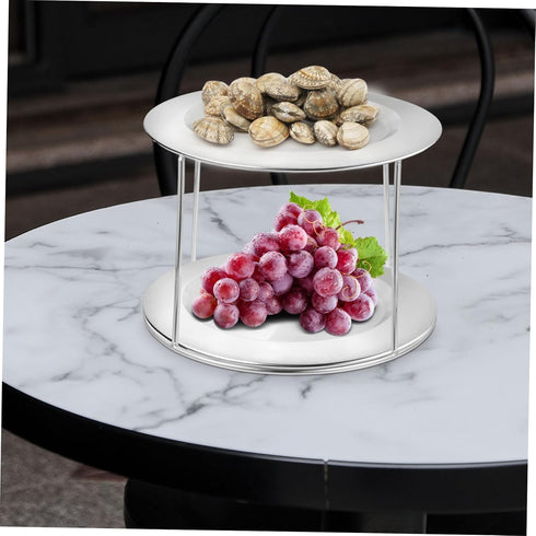 VOSAREA Stainless Steel Double Layer Seafood Display Rack Serving Tray Holder Practical Buffet Stand for Restaurants