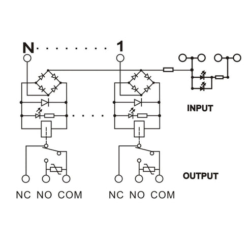 4 Channel Relay Module - 1 SPDT DIN Rail Mount 12V DC/AC Interface Relay Module (FY-T734-12VACDC)