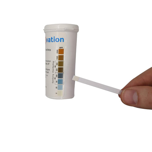 100 PK Plastic Active Chlorine Bleach Test Strip, High Level Up to 2000ppm for Sanitizers & Disinfectants