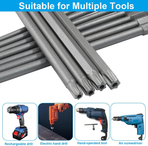 vibedor 11 Set, Set S2 6 Inch Enthusiasts150mm Pcs Durable Torx Screwdriver Security Tamper Proof Bit Steel Magnetic
