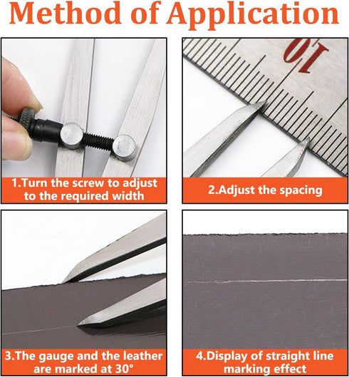Aienxn Adjustable Edge Creaser Wing Divider - DIY Leather Divider Compass Drawing Tool for Woodworking & Metalworking