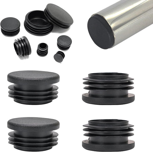 EASYEAH 1-1/2" (38mm) Plastic Hole Plugs Black -Round Chair Leg Caps, Flush