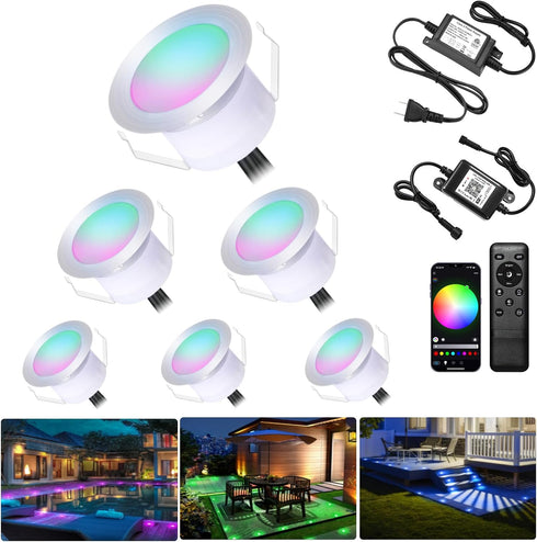 INDARUN RGB Deck Lighting 1.22 Deck Lights Outdoor Waterproof, 12V Low Voltage