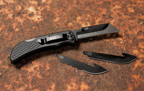 OUTDOOR EDGE 2.5" RAZOR-WORK Folding Utility Knife, RazorSafe Replaceable Blade, Black, 2 Blades