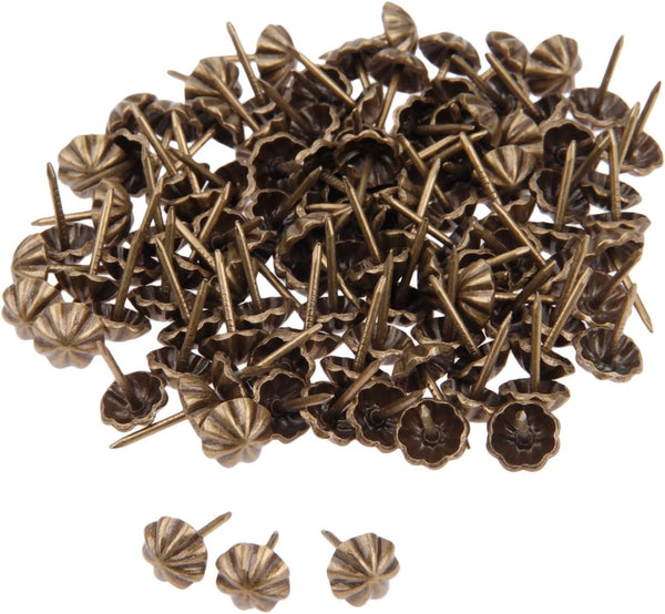 dophee 100Pcs Iron Vintage Style Decorative Upholstery Nails, Studs Tacks Pins for Furniture, DIY Projects, 11x17mm