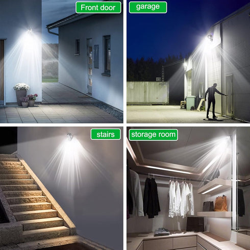 6000K 8W 600 2 Packs Motion Sensor Outdoor Lights, Battery Motion Sensor Light Outdoor, LED Spotlight Outdoor, LM