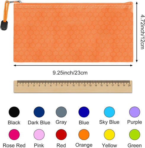 EOOUT 35pcs Zipper Pouches, Bill Size Pencil Case Waterproof Zipper Pouch Bags for Office Supplies and Travel Accessories in 12 Colors