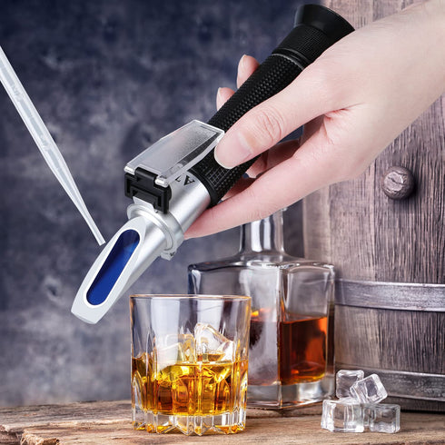 Optics Alcohol Refractometer Automatic Temperature Compensation Alcohol meter 0~80% v/v Spirit Alcohol Content Measurement Tool Tester for Alcohol Liquor Production, Ethanol with Water Winemakers