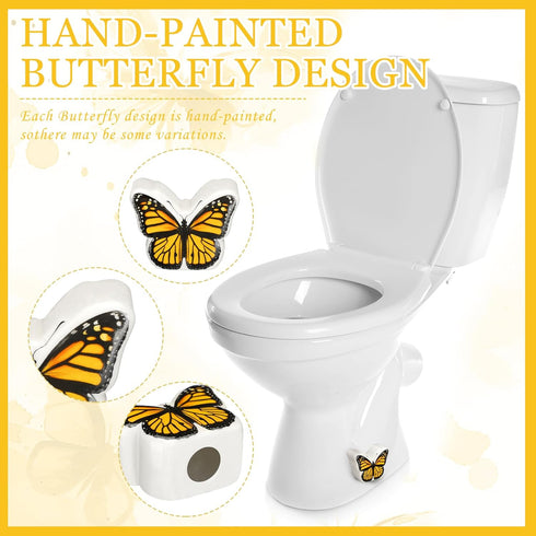 2 Pack Honeydak Toilet Bolt Caps Decorative Butterfly Toilet Bolt Screw Covers Cute Ceramic Bathroom Decor Fun Themed