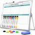 Dry Erase White Board with Stand, Double-Sided Weekly 12x16 inch, 10 Markers, 6 Magnets, Portable for Office