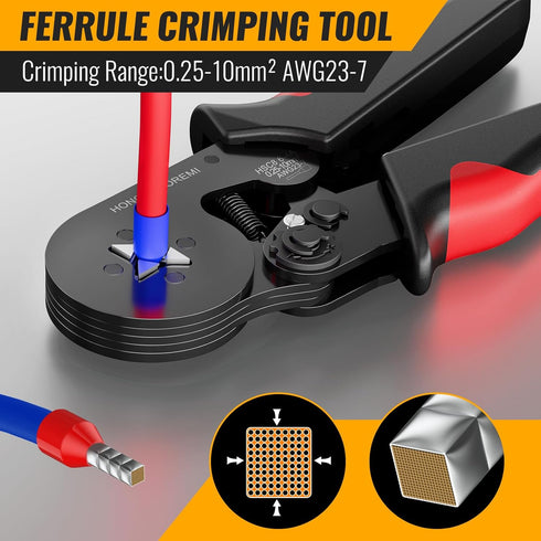 Connectors4 AWG23-7 1800PCS Ferrule Crimping Tool Kit,Wire Ferrule Kit Crimper corners Self-adjustable gauge Ferrules