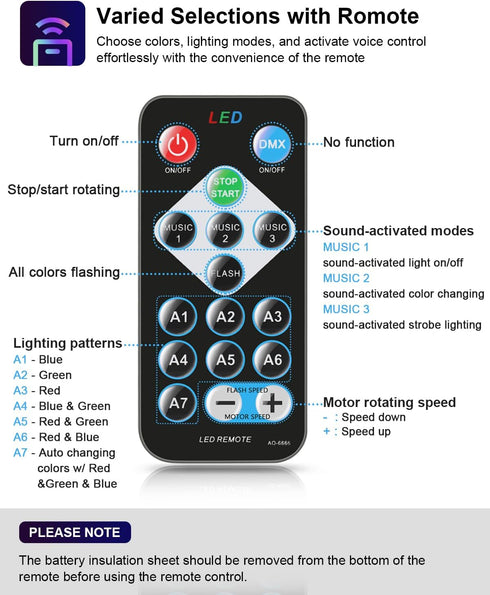 Luditek Sound Activated Party Lights with Remote DJ Lighting, Disco Ball Strobe Stage Light for Home Room Dance Parties