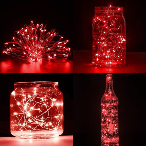 ANJAYLIA Red String Lights, 10Ft/3M 30leds Bright Light Party Home Festival Decorations