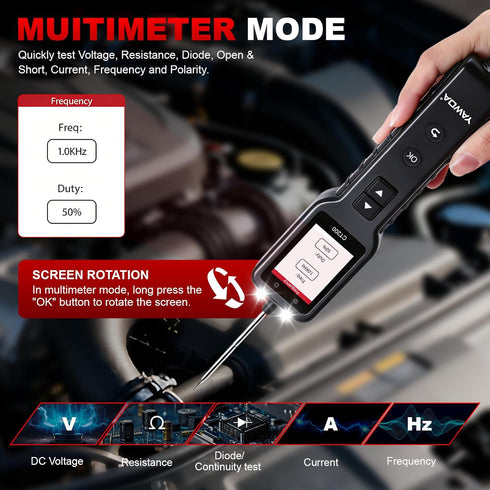 screen12-24V Power Circuit Probe,Colour DC Car Electrical System Diagnostic Test Tool,Electrical Short Open Breaker