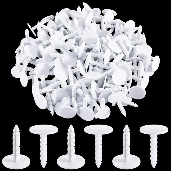 1 3/8 '' Vapor Barrier Christmas Tree Fasteners for Crawlspace Covers, White Push Plastic Foam Board (150 Pcs)