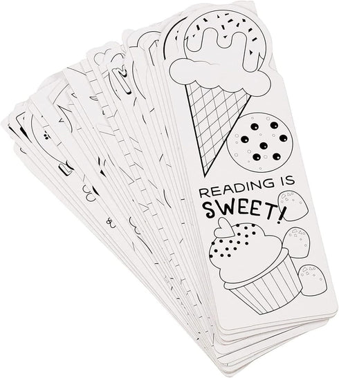 Juvale 24-Pack DIY Bookmarks for Kids & Students - Color Your Own Bookmark Kit with Book Worm Designs for Reading,