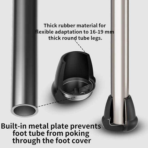 0.75 Inch 8 Heavy Duty Rubber Chair Leg Caps - PCS Non-Slip Furniture Floor Protectors with Metal Inserts for Wood