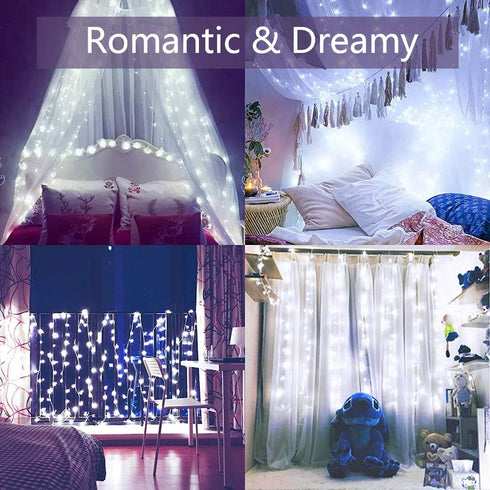 buways Fairy Lights, 2-Pack Battery Operated Waterproof Cool White 50 LED String Lights, 16.4ft Silver Wire with Remote