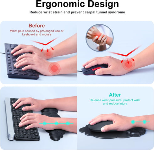 Cloud Mouse Pad with Wrist Rest, Ergonomic Cloud Keyboard Mouse Wrist Support