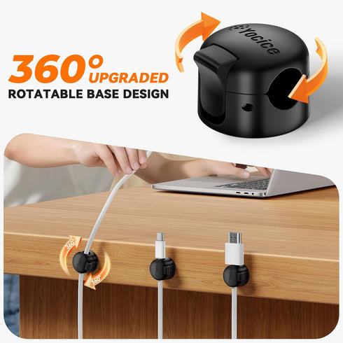 Yocice 6 Pack Spring Cable Clips,Cord Organizer with Clasp Lock Desk Cable Management Cord Holder Adhesive Phone