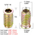 100 Pcs Wood Bolt Inserts 5/16" - 18x25mm Metal Screw and Bolt Set, Hex Socket Drive Nut Inserts for Woodworking