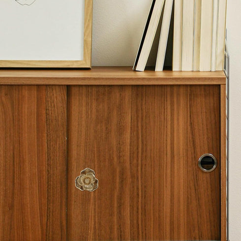 44x25mm Brass Cabinet Pull Handle with Camellia Flower Design, Decorative Dresser Drawer Knob for Wardrobe, Cupboard
